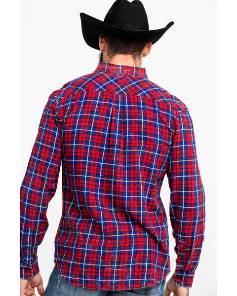 Image #2 - Levi's Men's Red Mondy Plaid Long Sleeve Western Flannel Shirt , Red, hi-res