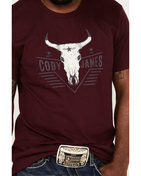 Image #3 - Cody James Men's Texas Coast Skull Logo Graphic Short Sleeve T-Shirt , Burgundy, hi-res