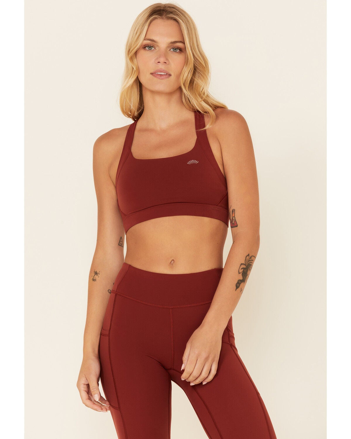 Shyanne Women's Solid Riding Sports Bra, Chocolate, hi-res