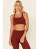 Shyanne Women's Solid Riding Sports Bra , Chocolate, hi-res