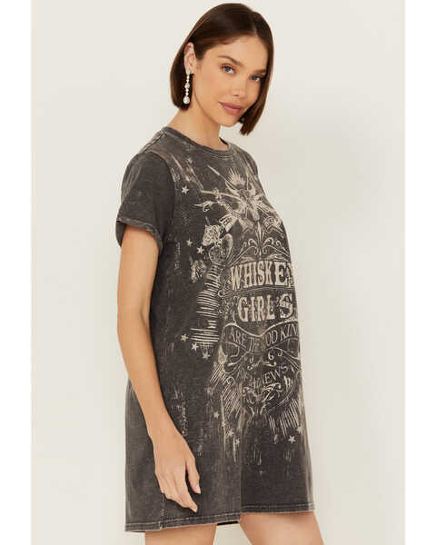 Image #2 - Blended Women's Whiskey Girls Graphic Tee Mini Dress , Grey, hi-res