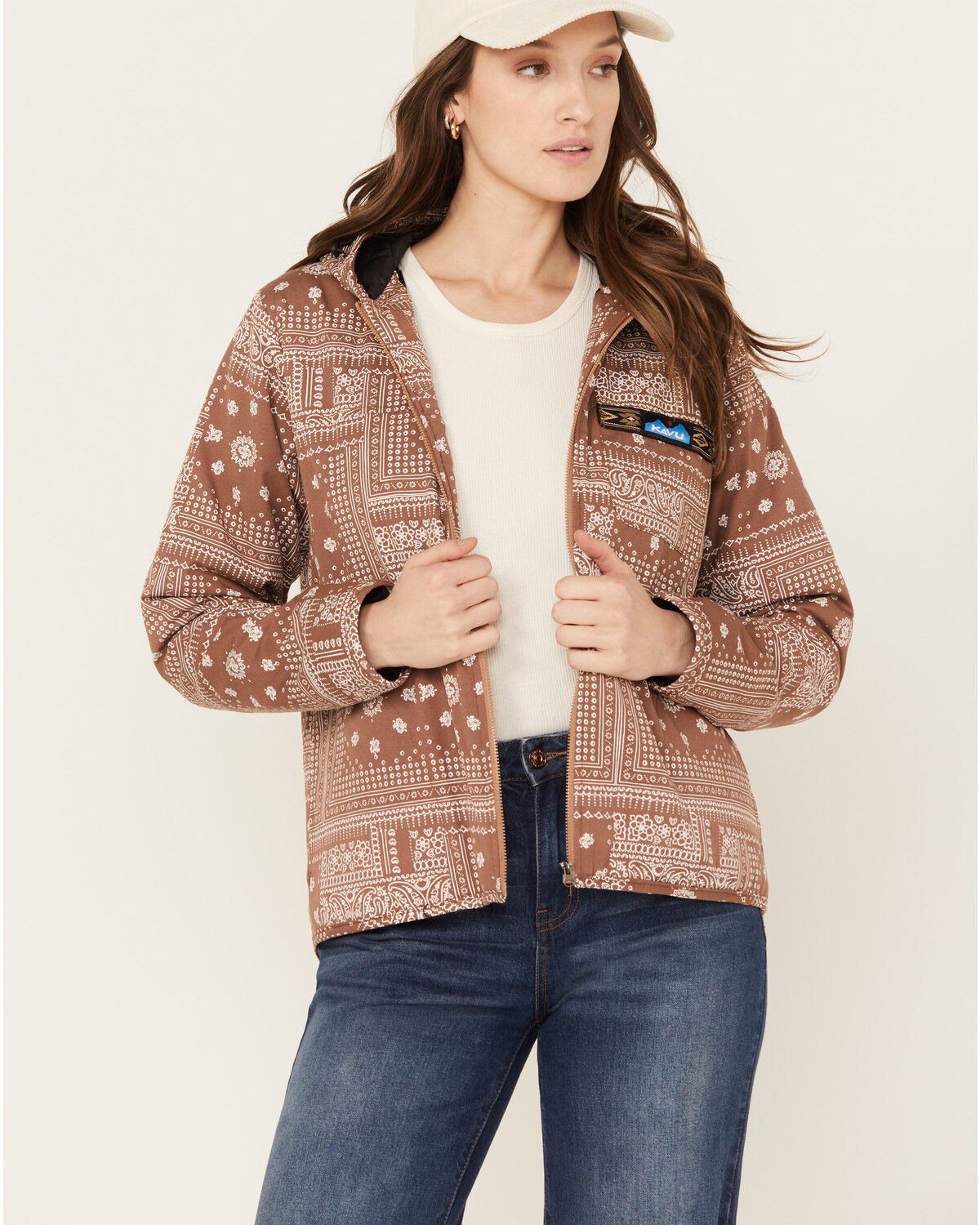 Image #1 - Kavu Women's Floral & Paisley Bandana Print Delmont Jacket, Tan, hi-res
