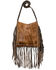American West Women's Brindle Hair-On Studded Fringe Crossbody Messenger, Chocolate, hi-res
