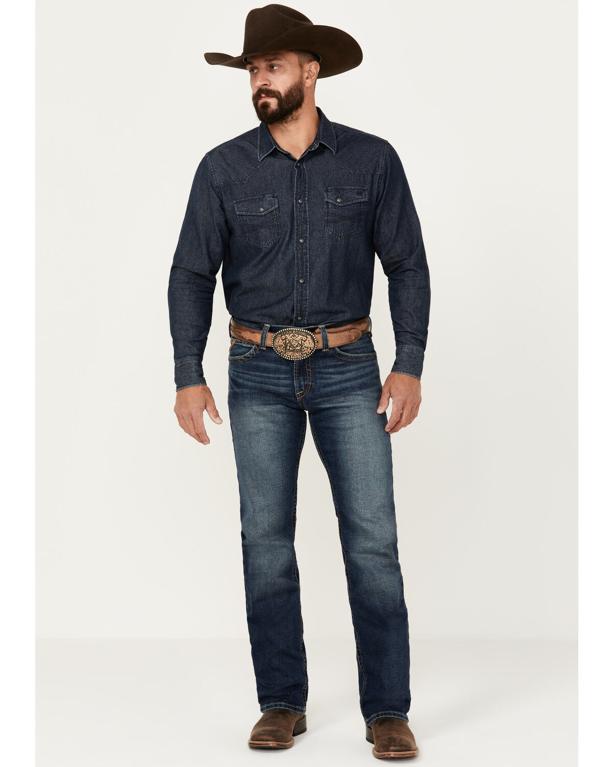 Image #1 - Ariat Men's M7 Travis Torrington Dark Wash Slim Straight Stretch Jeans, Medium Wash, hi-res