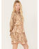 Miss Me Women's Print Ruffle Dress, Gold, hi-res