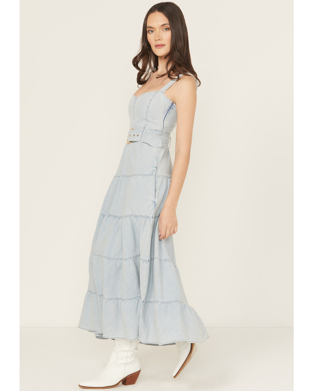 Image #1 - Show Me Your Mumu Women's Light Wash Lainey Sleeveless Denim Midi Dress, Light Wash, hi-res
