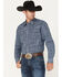 Wrangler Retro Premium Men's Check Plaid Print Long Sleeve Snap Western Shirt , Navy, hi-res