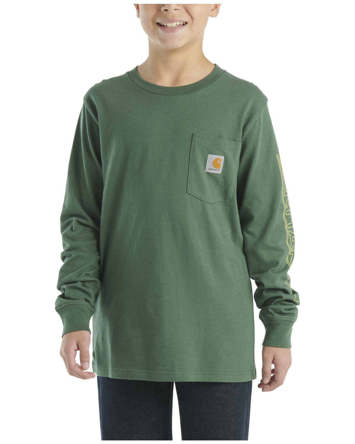 Image #2 - Carhartt Little Boys' Pocket Long Sleeve T-Shirt, Green, hi-res