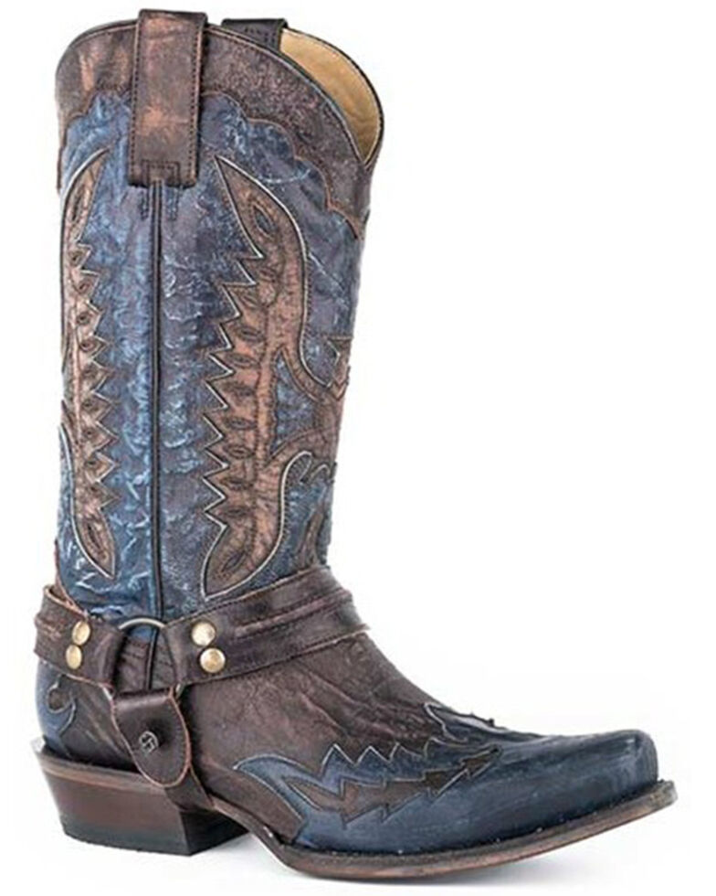 Stetson Men's Outlaw Eagle Inlay Wingtip Western Boots - Snip Toe , Brown, hi-res