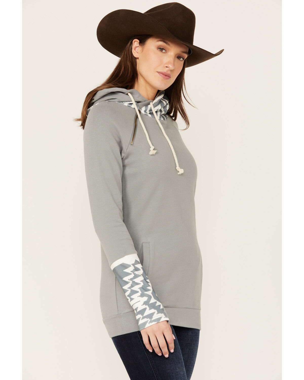 Image #3 - Ampersand Avenue Women's Southwestern Print Hooded Pullover, Green, hi-res