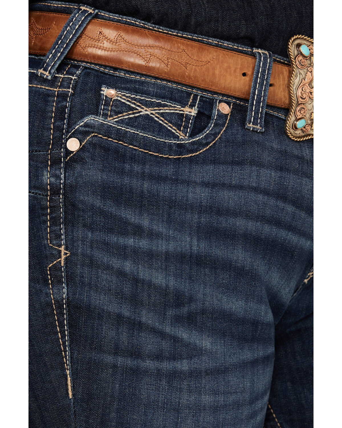 Image #2 - Ariat Women's Dark Wash Mid Rise Everlee Stretch Straight Jeans - Plus, Dark Wash, hi-res