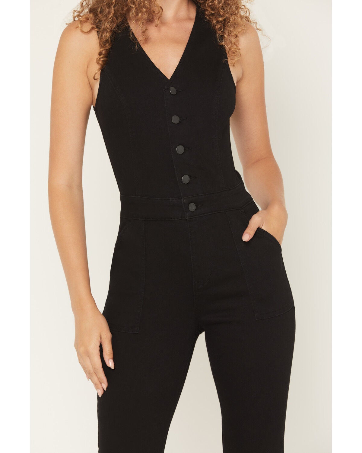 Image #4 - Idyllwind Women's Center Stage Sleeveless Button-Down Stretch Denim Jumpsuit, Black, hi-res