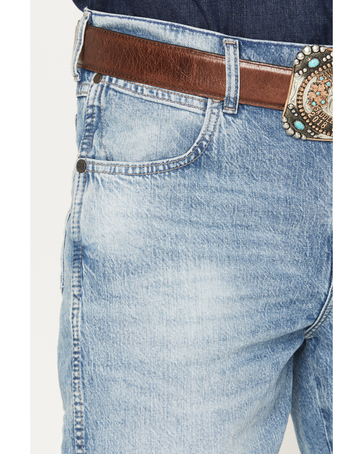 Image #2 - Wrangler Retro Men's 77MWZ Jones Light Wash Slim Bootcut Stretch Denim Jeans, Light Wash, hi-res