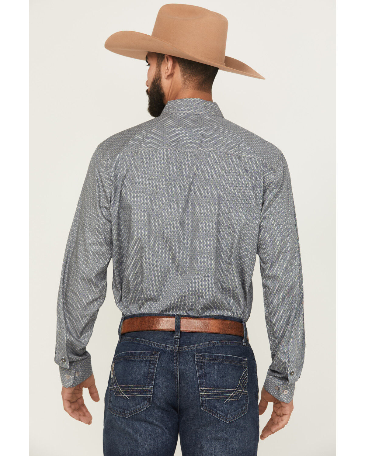 Image #4 - Cinch Men's Geo Print Long Sleeve Button-Down Western Shirt, Grey, hi-res