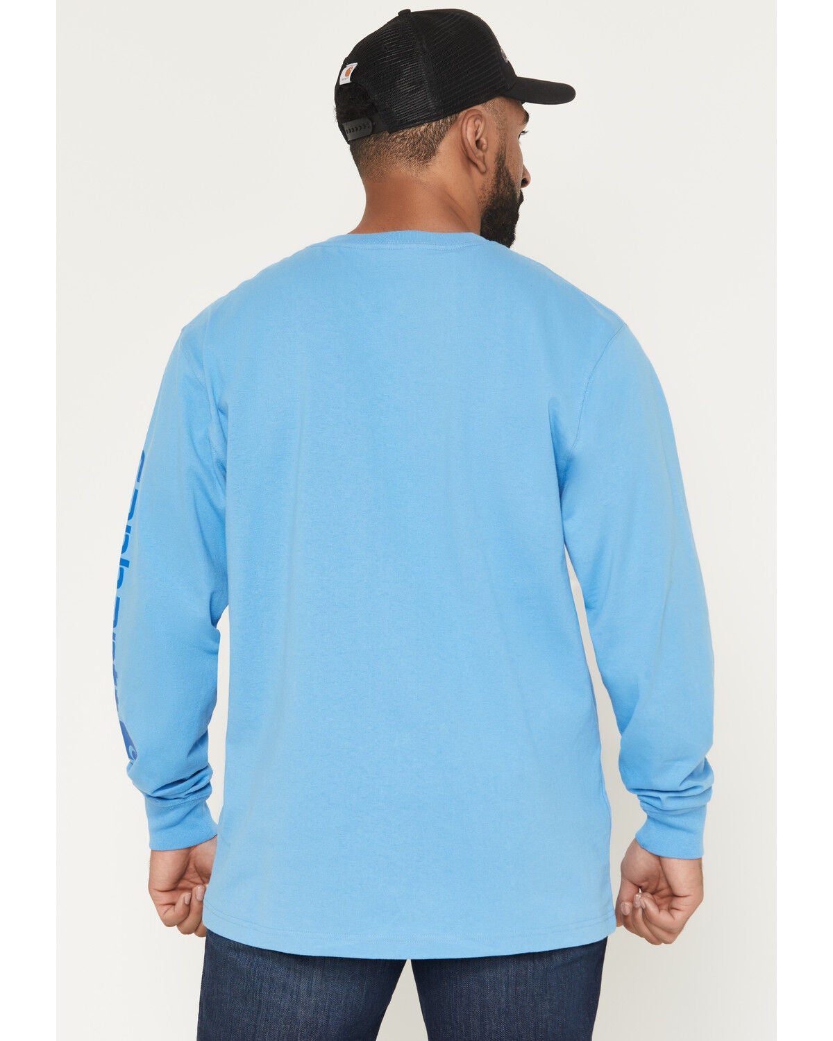 Image #4 - Carhartt Men's Loose Fit Logo Long Sleeve Work T-Shirt, Blue, hi-res