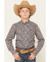 Image #1 - Cinch Boys' Paisley Print Long Sleeve Button-Down Western Shirt, Grey, hi-res