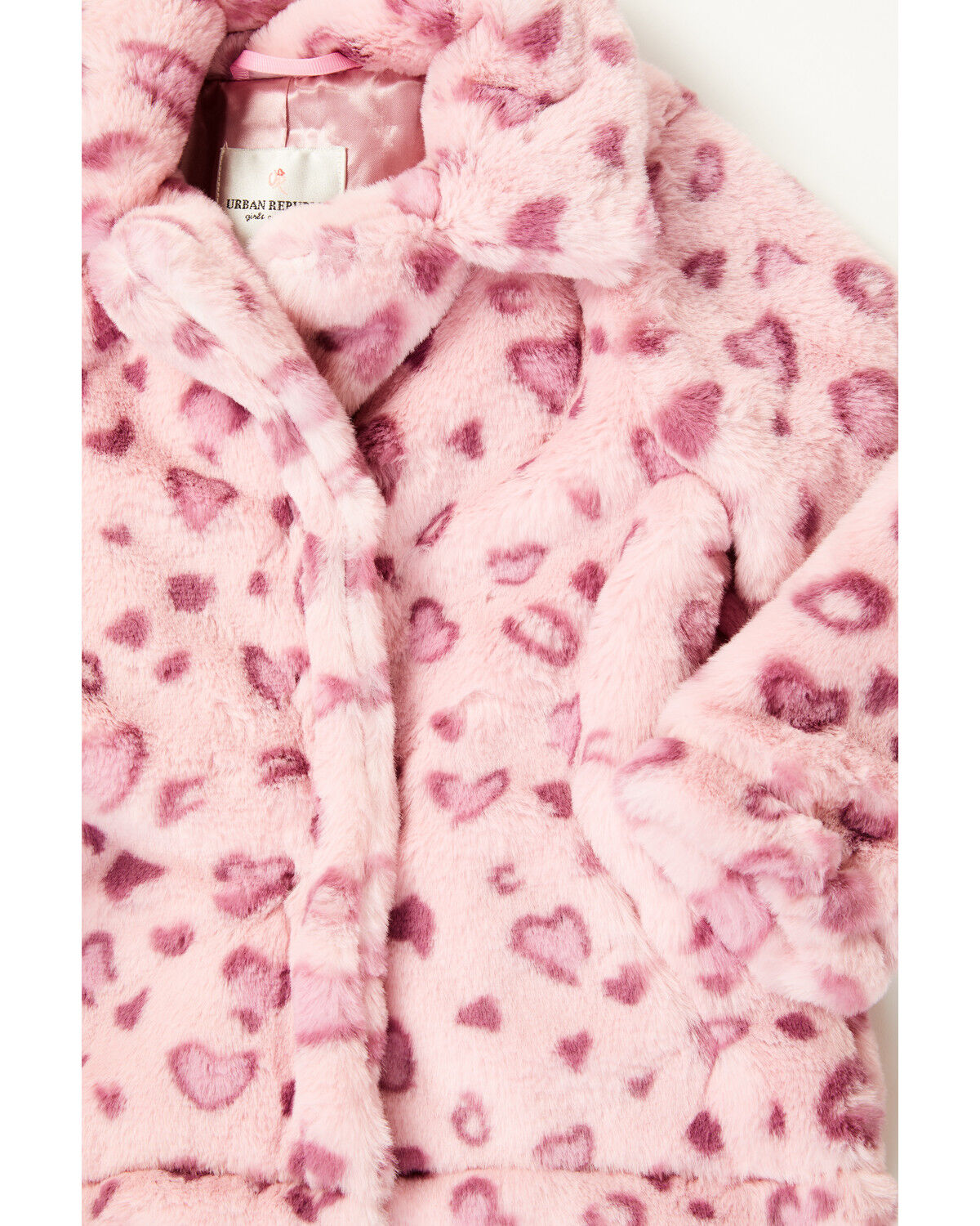 Image #2 - Urban Republic Toddler Girls' Jaguar Print Long Faux Fur Coat, Pink, hi-res