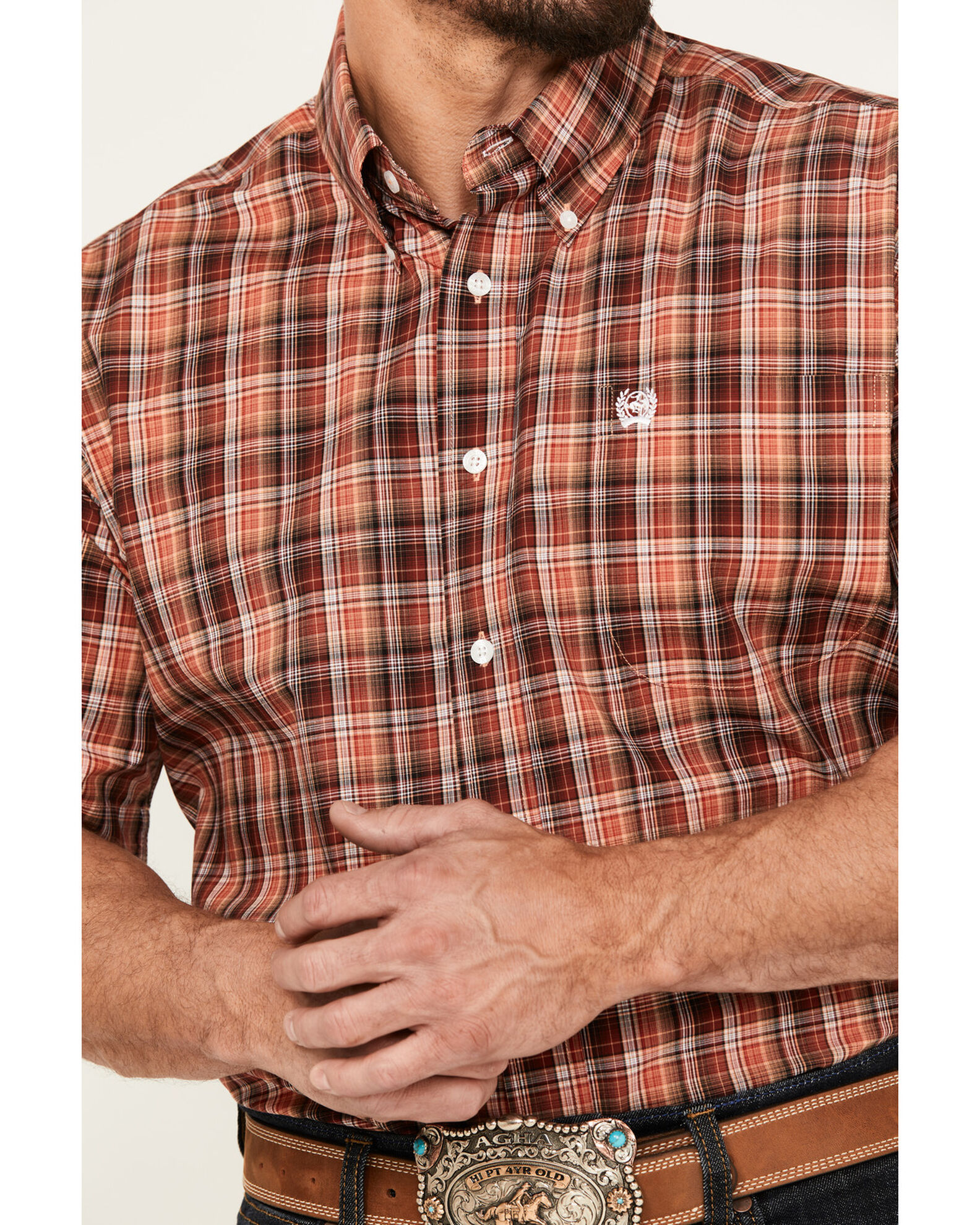 Image #3 - Cinch Men's Plaid Print Short Sleeve Button Down Western Shirt, , hi-res