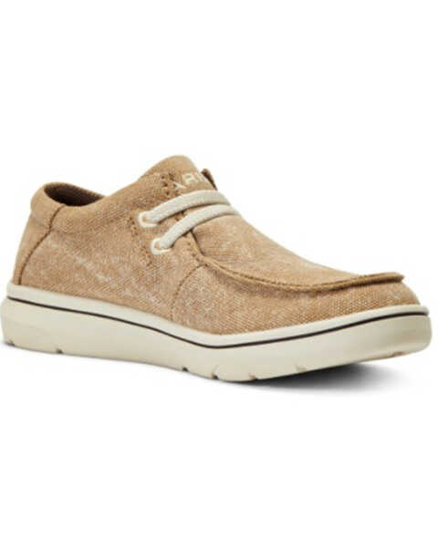 Image #1 - Ariat Little Girls' Washed Canvas Casual Lace-Up Hilo - Round Toe , Beige/khaki, hi-res