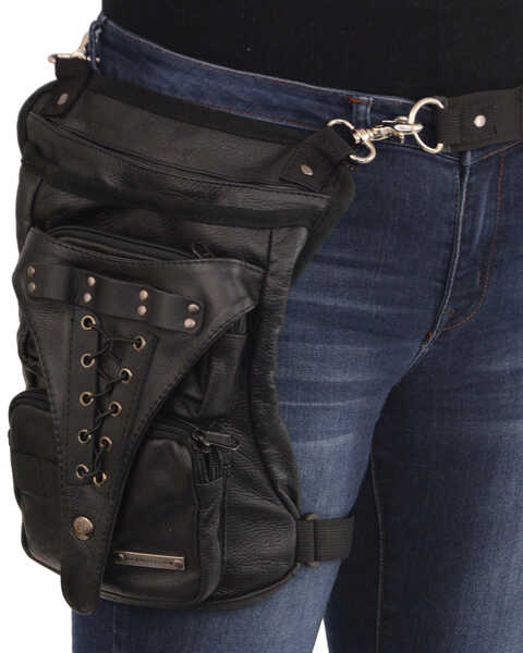 Image #2 - Milwaukee Leather Conceal & Carry Waist Belt Thigh Bag, Black, hi-res