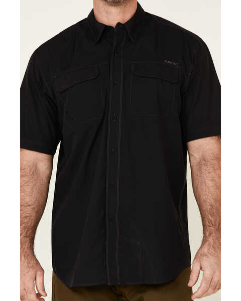 Ariat Men's VentTEK Outbound Short Sleeve Button Down Western Shirt - Tall, Black, hi-res