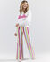 Image #1 - Wrangler® X Barbie™ Women's High Rise Striped Wanderer Stretch Flare Jeans , Multi, hi-res