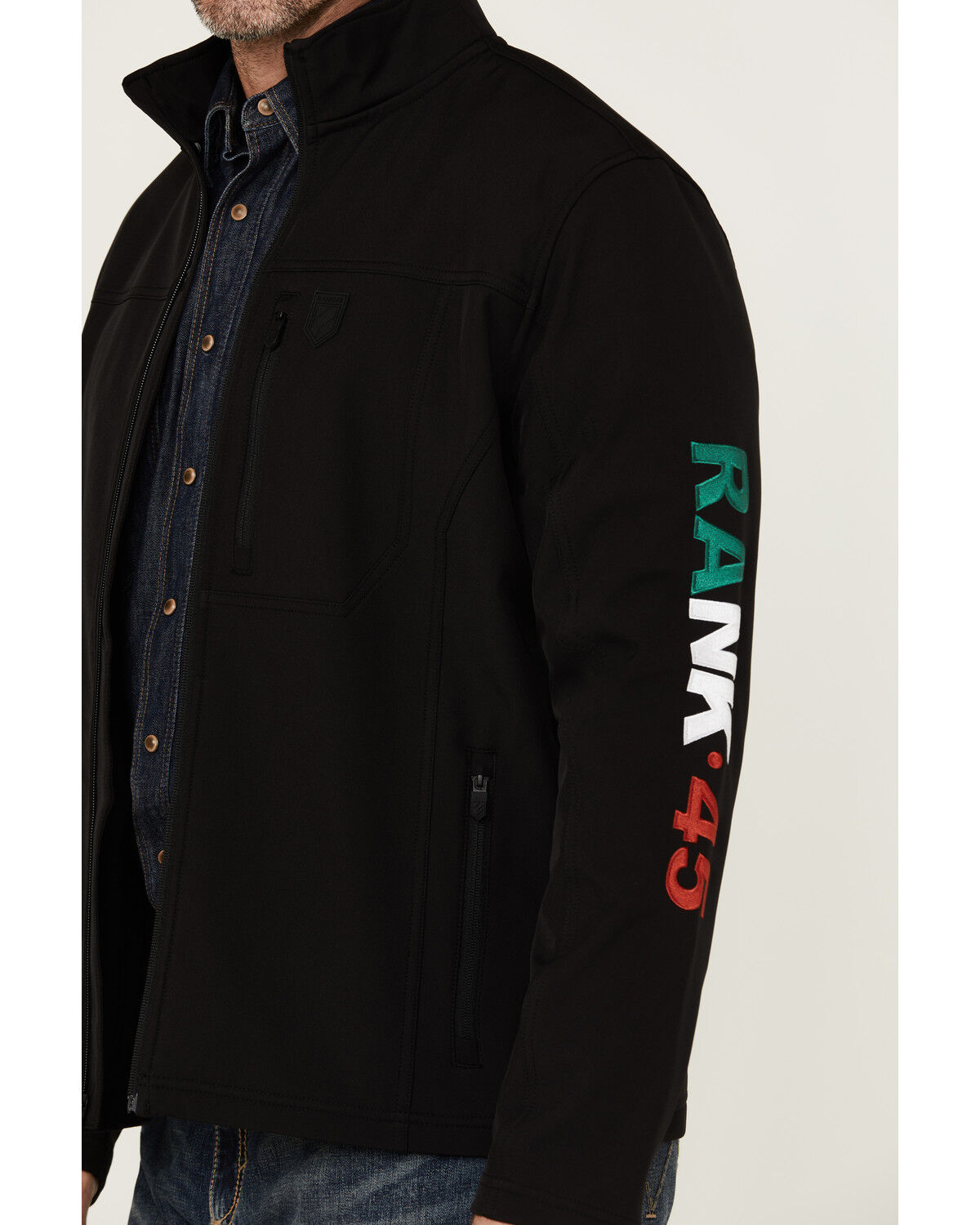 Image #4 - RANK 45® Men's Mexico Flag Softshell Jacket, Black, hi-res