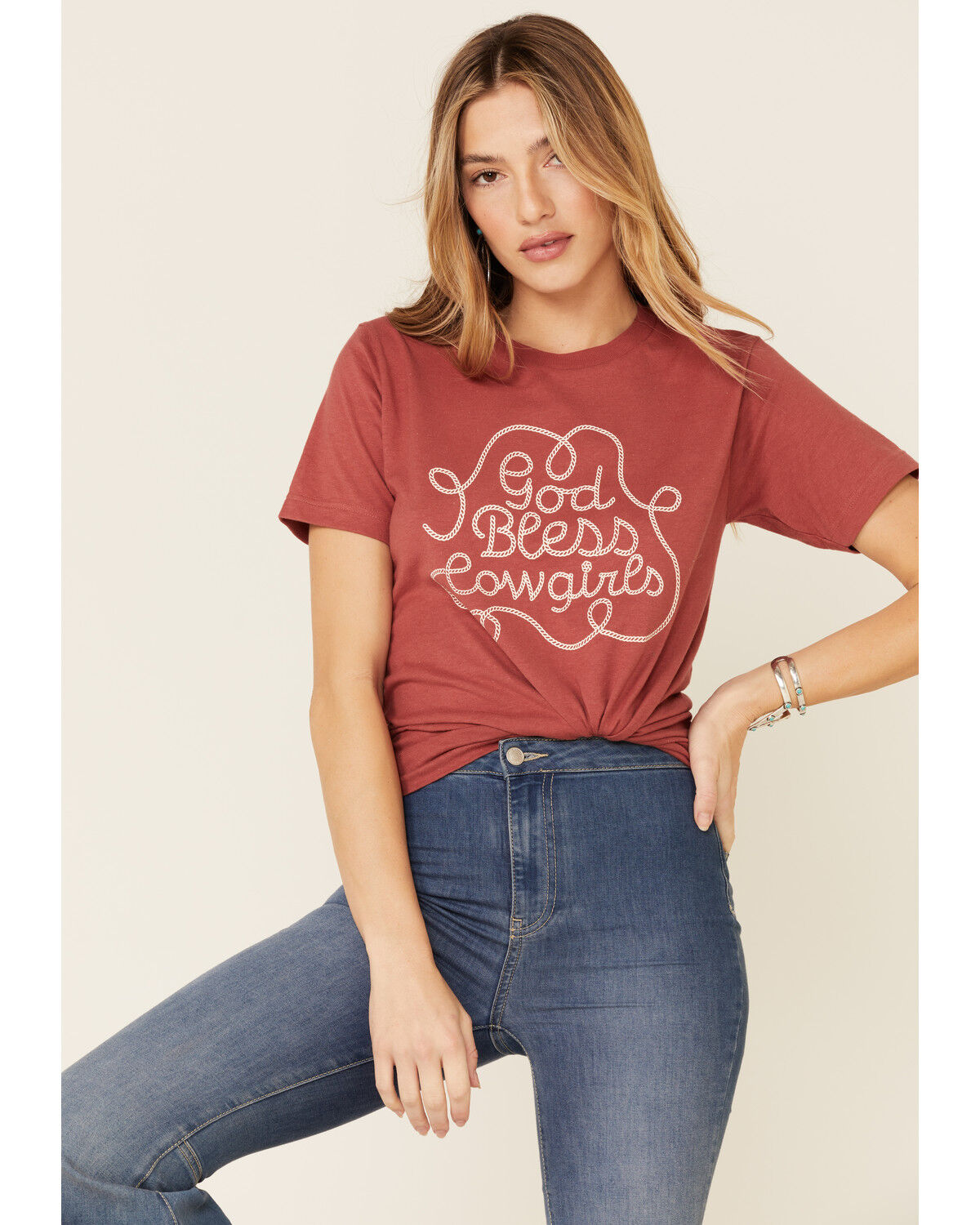 Image #1 - Ali Dee Women's God Bless Cowgirls Graphic Tee, , hi-res