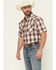Image #1 - Ely Walker Men's Plaid Print Short Sleeve Snap Western Shirt, Burgundy, hi-res