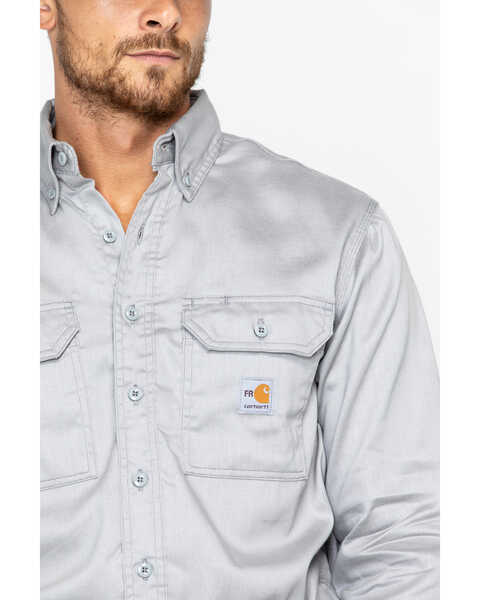 Image #4 - Carhartt Men's FR Solid Twill Long Sleeve Work Shirt, Grey, hi-res