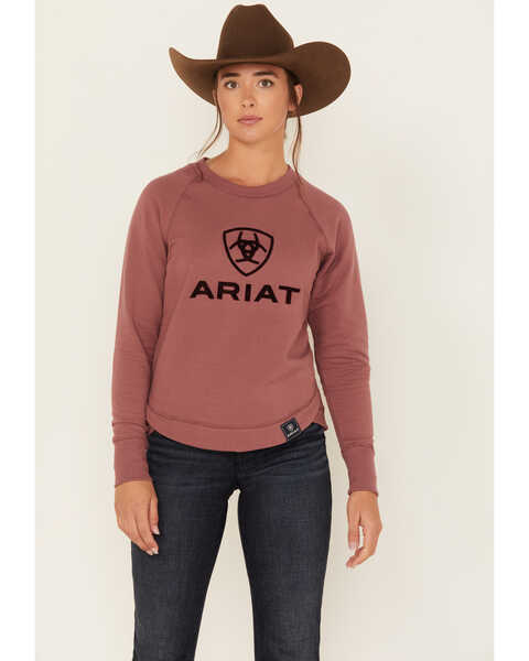 Ariat Women's Benicia Four Leaf Clover Sweatshirt, Purple, hi-res