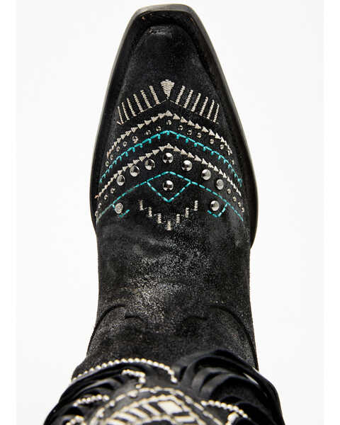 Image #6 - Corral Women's Embroidered and Crystal Eagle Fringe Western Boots - Snip Toe , Black, hi-res
