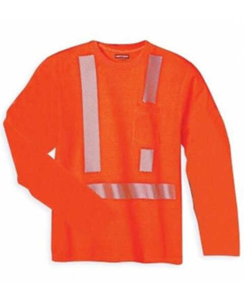 Utility Pro Men's Hi-Vis Long Sleeve Work T-Shirt , Orange, hi-res