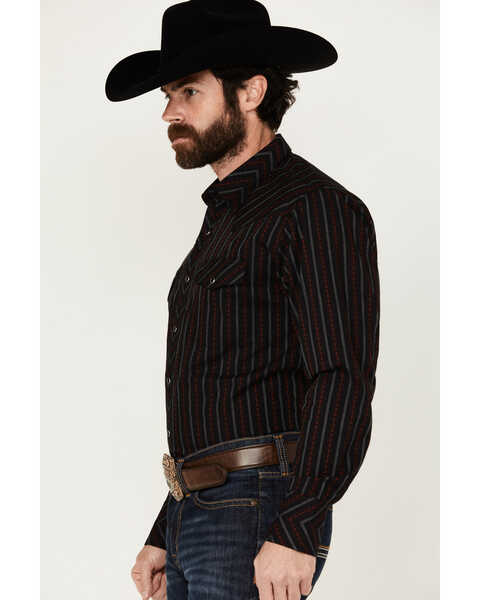 Image #2 - Wrangler Men's Silver Edition Striped Long Sleeve Snap Western Shirt , Black, hi-res