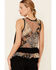 Image #4 - Mystree Women's Contrast Floral Boho Back Tank Top, Black, hi-res