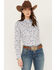 Image #1 - Wrangler Women's Paisley Print Long Sleeve Snap Western Shirt, Blue, hi-res