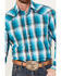 Image #3 - Roper Men's Amarillo Plaid Print Long Sleeve Western Pearl Snap Shirt, Bright Blue, hi-res