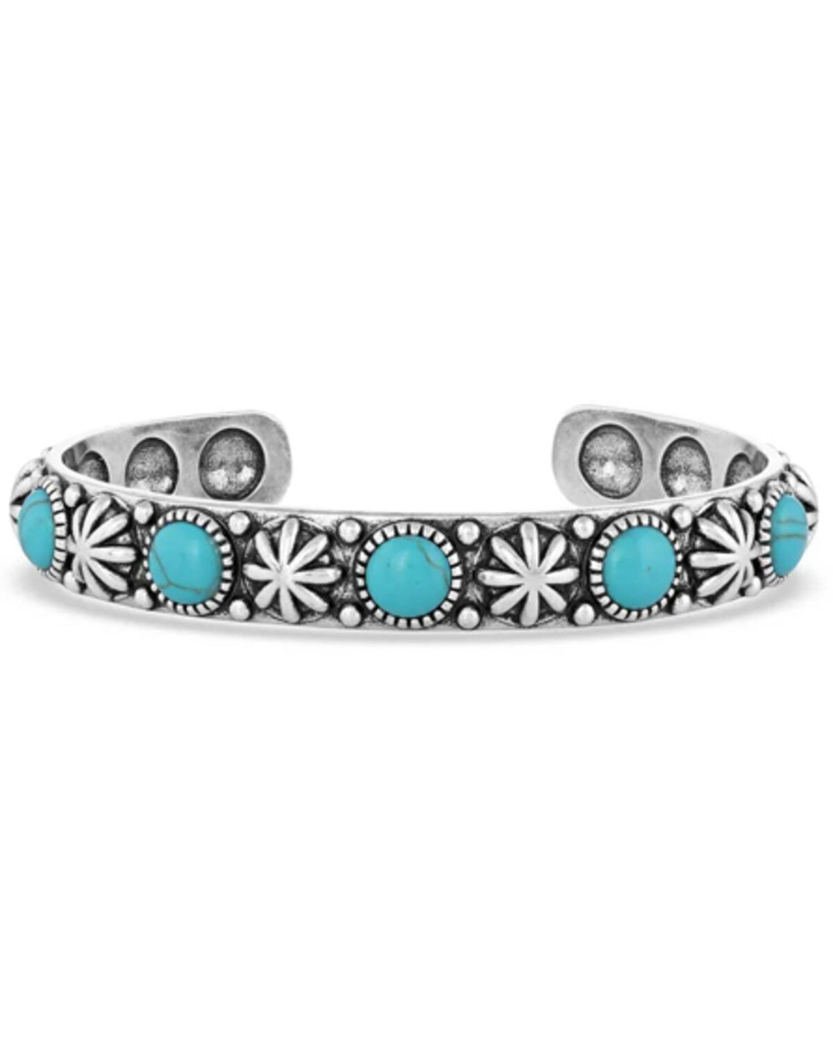 Image #1 - Montana Silversmiths Women's Starlight Starbrite Stone Turquoise Silver Bracelet, Silver, hi-res