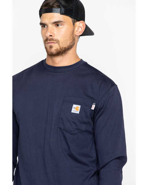 Image #2 - Carhartt Men's FR Solid Long Sleeve Work Shirt - Big & Tall, Navy, hi-res