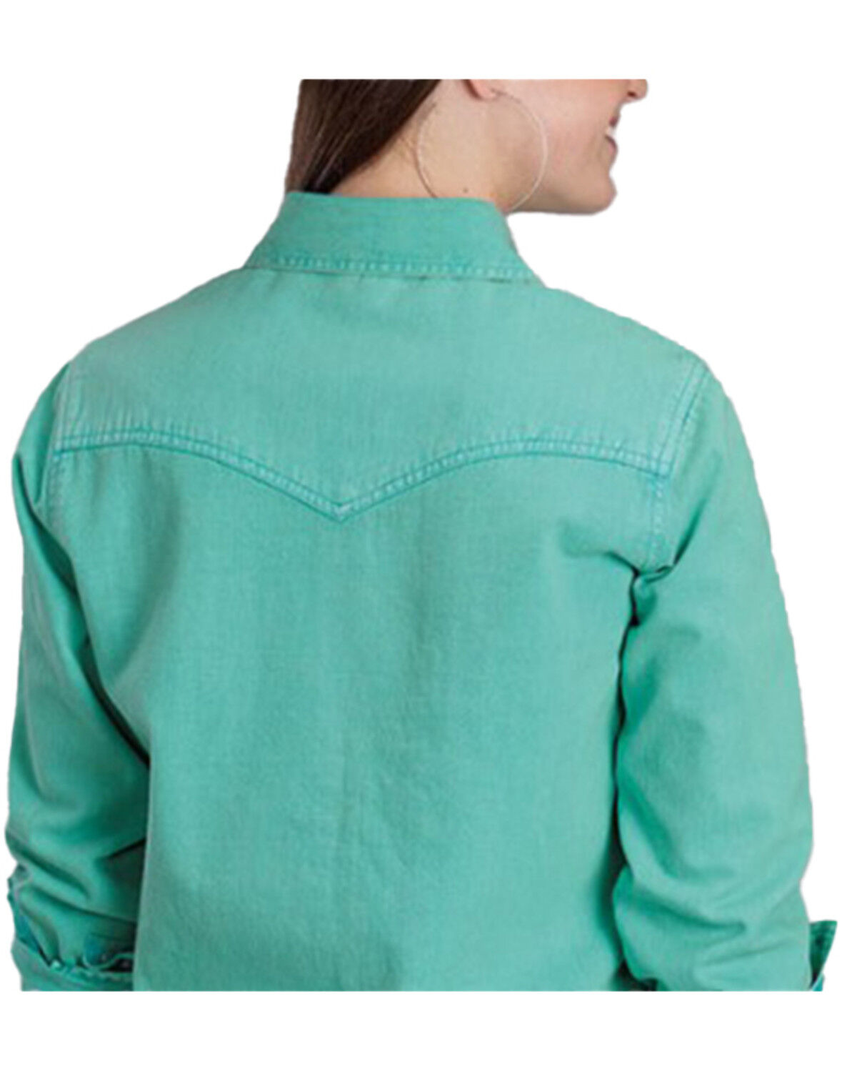 Image #2 - Roper Women's Denim Long Sleeve Button-Down Western Shirt, Turquoise, hi-res