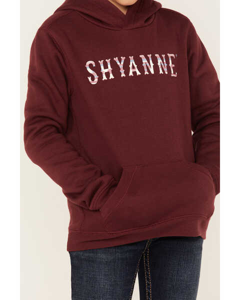 Image #3 - Shyanne Girls' Logo Hooded Sweatshirt, Burgundy, hi-res