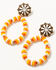 Image #1 - Shyanne Women's Orange Sequin Teardrop Post Earrings, Silver, hi-res