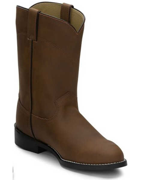 Image #1 - Justin Men's Basics Roper Western Boots - Round Toe, Bay Apache, hi-res
