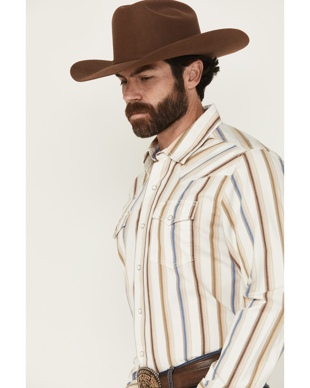 Image #2 - Wrangler Retro Men's Striped Print Long Sleeve Snap Stretch Western Shirt, Multi, hi-res
