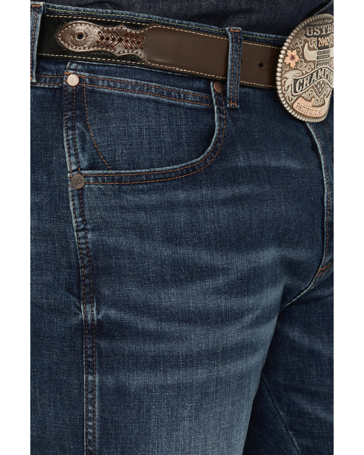 Image #2 - Wrangler Retro Men's Riviera Dark Wash Slim Straight Stretch Denim Jeans - Tall, Dark Wash, hi-res