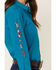 Ariat Women's Team Kirby Long Sleeve Button Down Stretch Western Shirt, Teal, hi-res