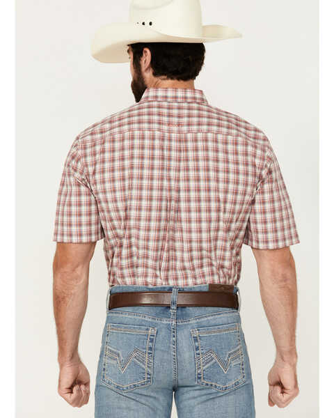 Image #4 - Ariat Men's Pro Series Thatcher Plaid Print Short Sleeve Button-Down Western Shirt - Tall , Dark Pink, hi-res