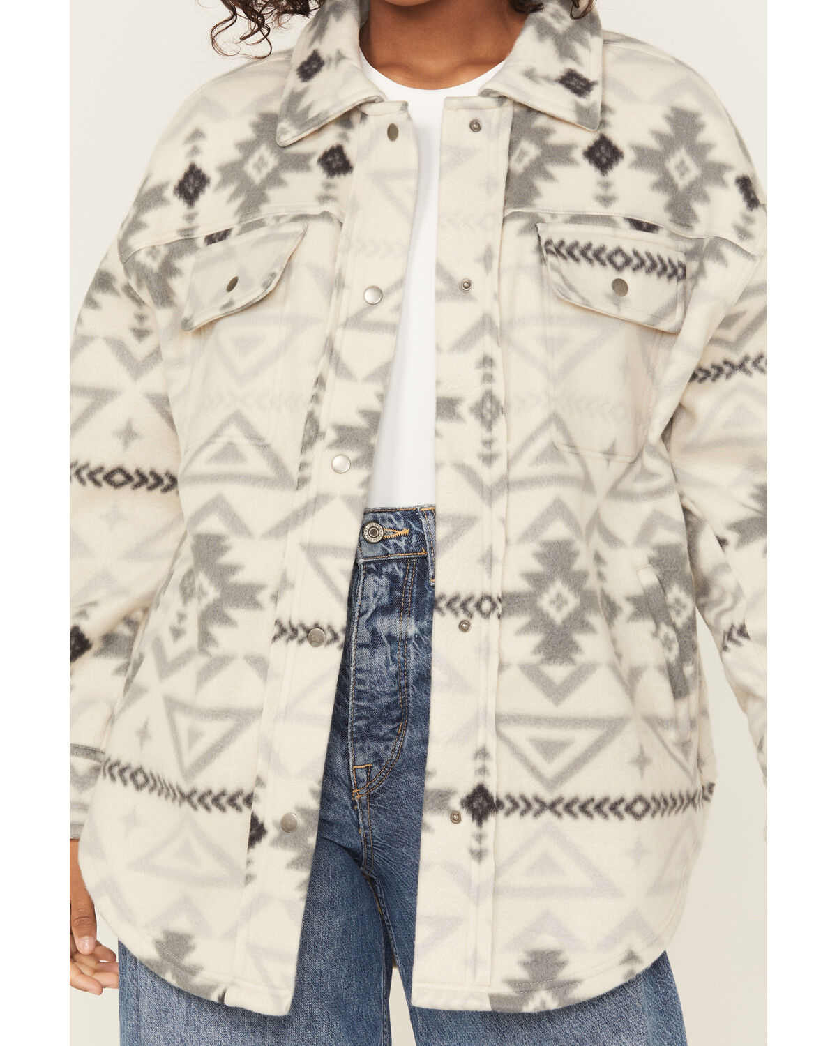 Image #3 - Fornia Women's Southwestern Print Fleece Snap Shacket, Multi, hi-res