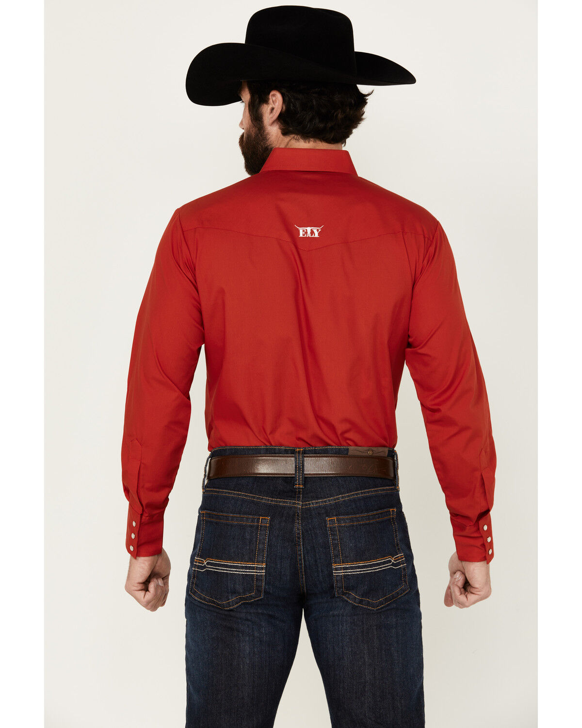 Ely Walker Men's Logo Embroidered Long Sleeve Pearl Snap