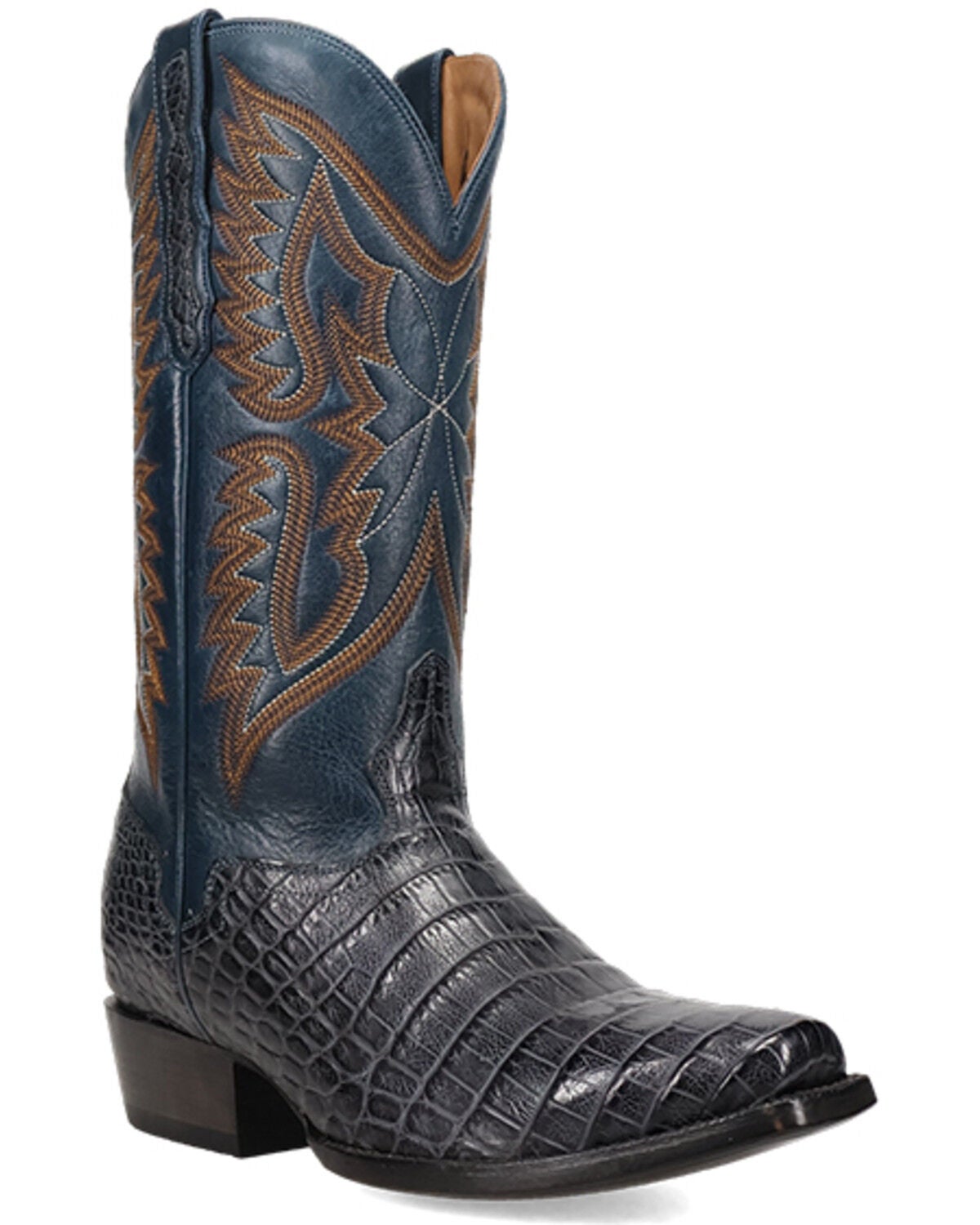 Image #1 - El Dorado Men's Nile Exotic Crocodile Western Boots - Square Toe, Blue, hi-res